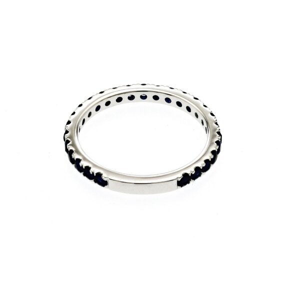 0.59 CT Natural Blue Sapphire14K White Gold Band Ring Size 3.75 - Picture 5 of 5